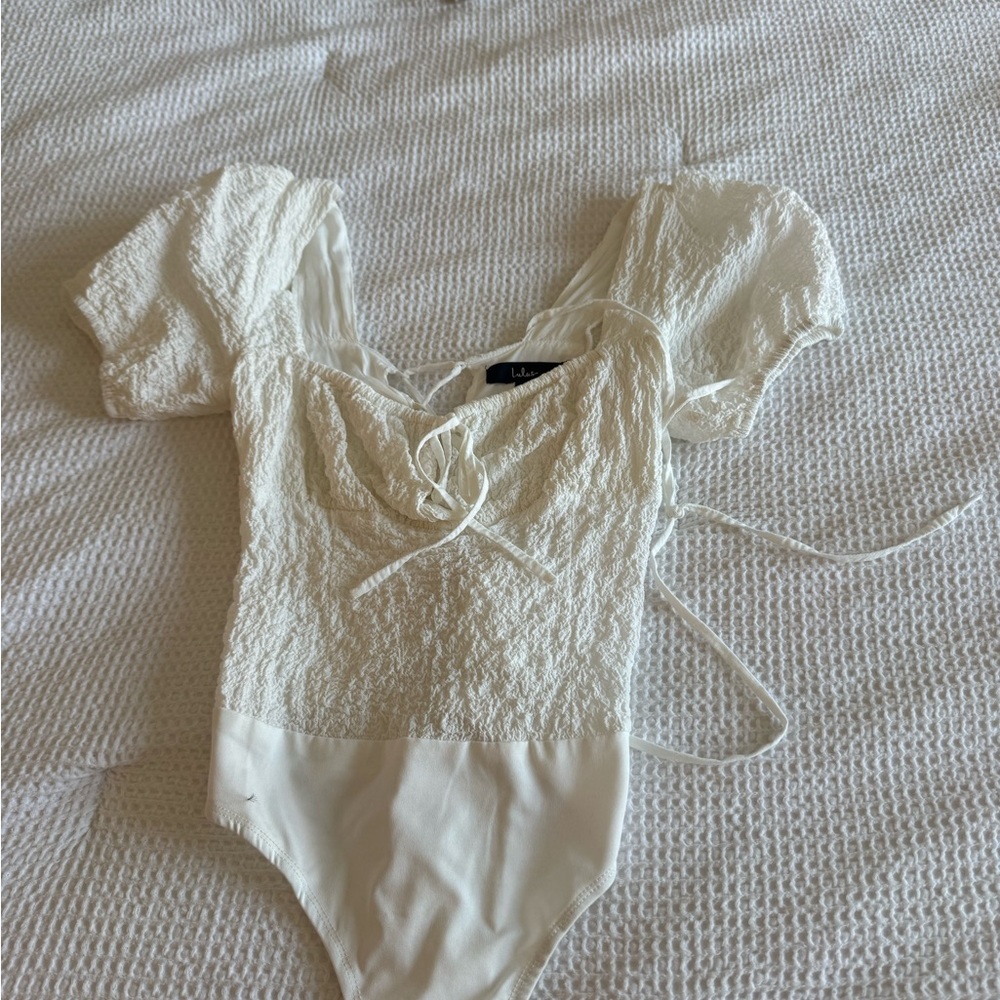 Lulu's Ivory Puff Sleeve Bodysuit